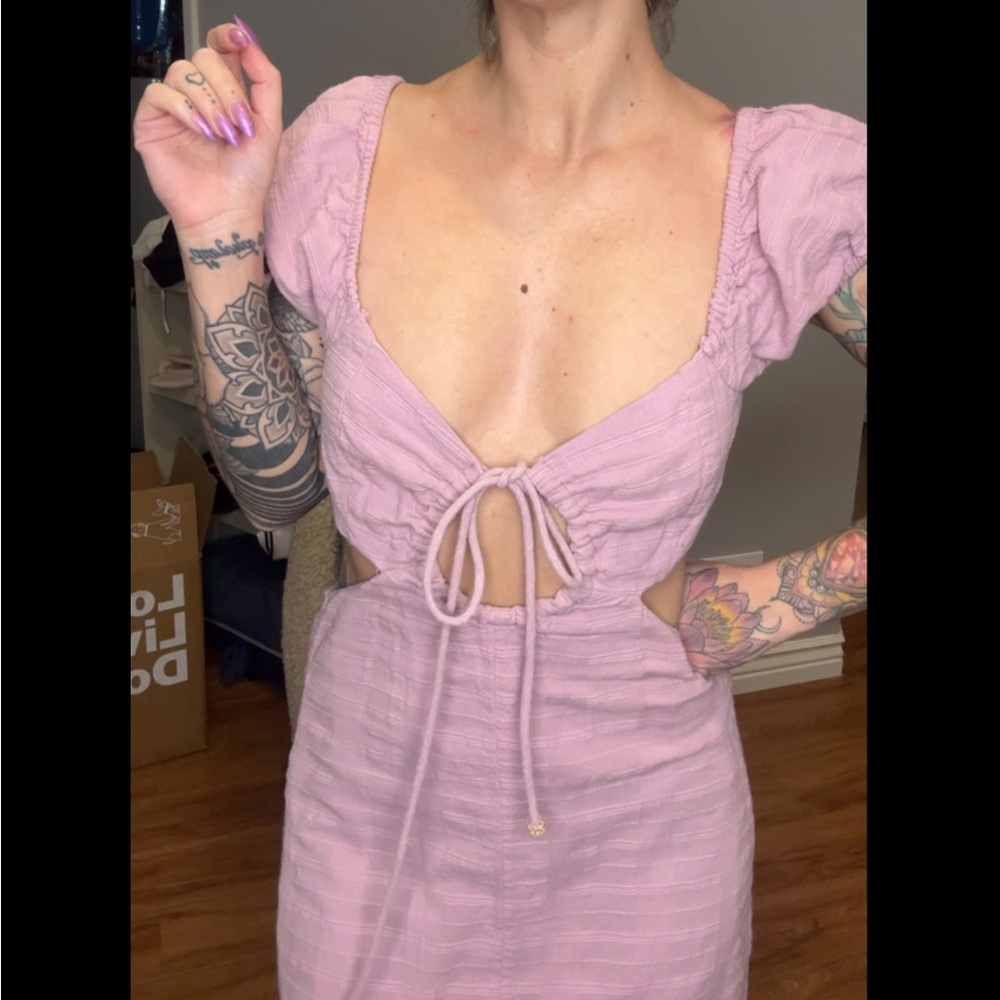 Free People Lilac Backless Tie-Front Dress